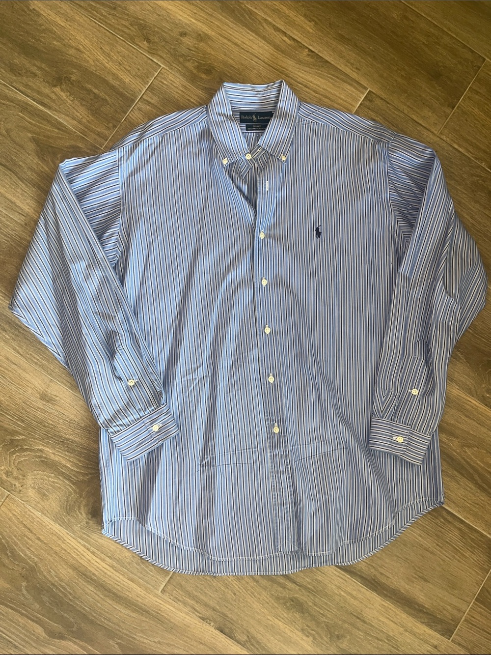 Ralph Lauren Blue White Striped Dress Shirt